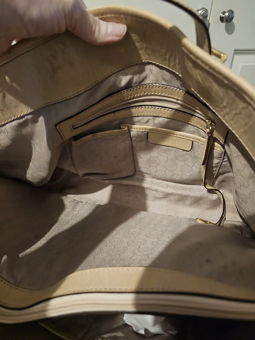Michael Kors Neutral Logo Large Tote with Gold Accent